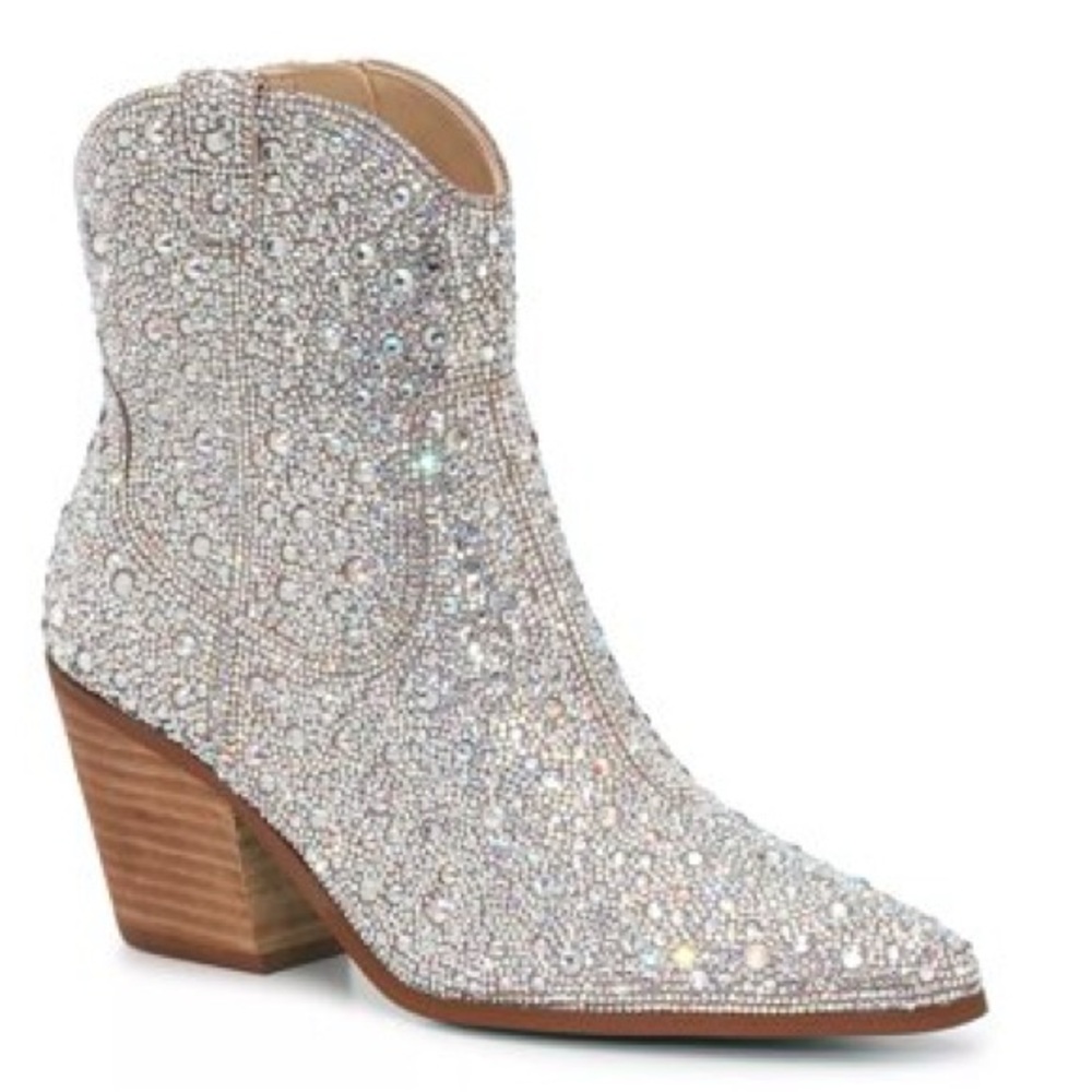 Betsey Johnson EMORY Silver Glitter Ankle Boots